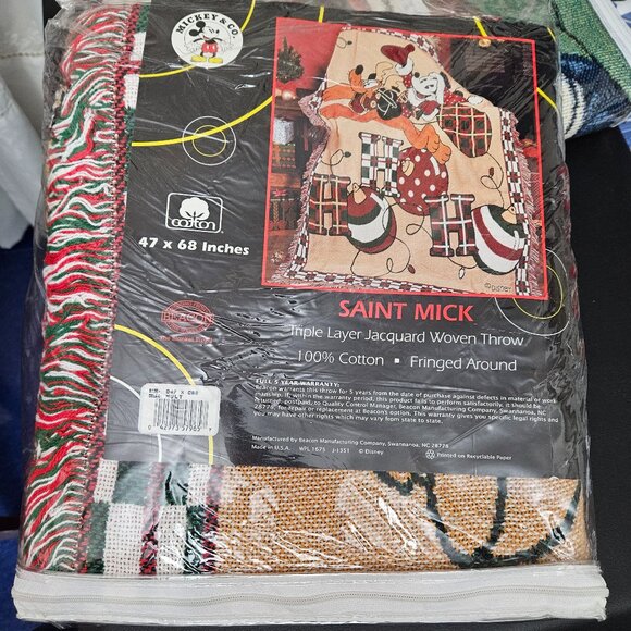 Disney Mickey & Co. Other - Mickey & Co. "SAINT MICK" Triple Layer Jacquard Woven Fringe Throw 47 x 68 in.